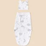 Unisex Cotton Medium Thin Sleeping Bag with Stars/Moon/Clouds Pattern White