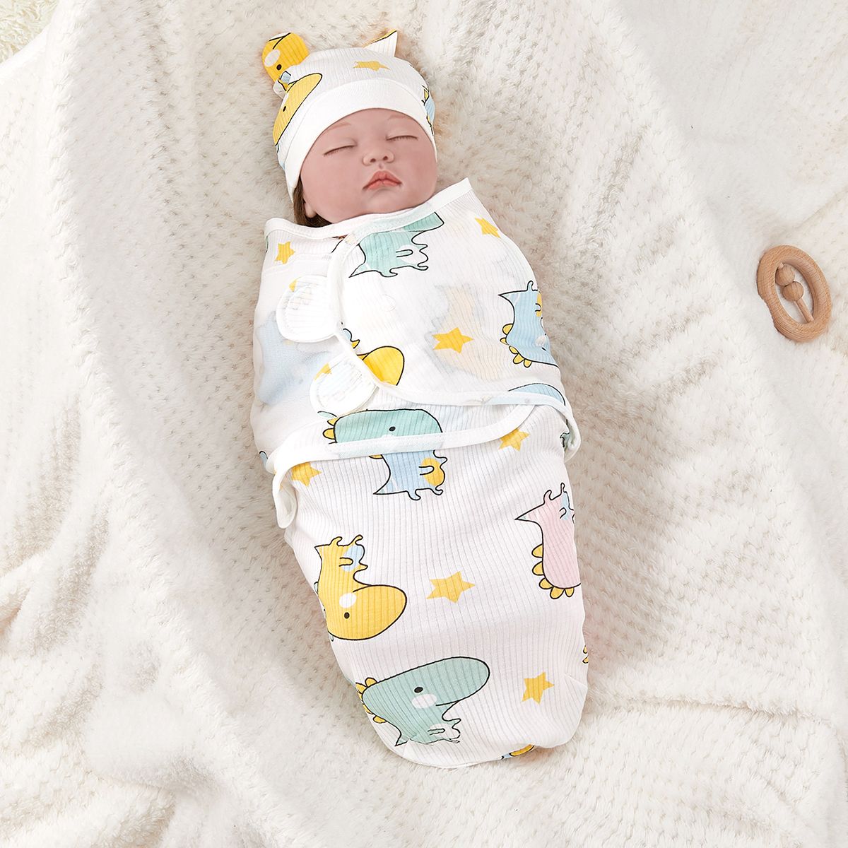 中性嬰兒棉質睡袋 - 中等厚度，防踢拉鍊設計