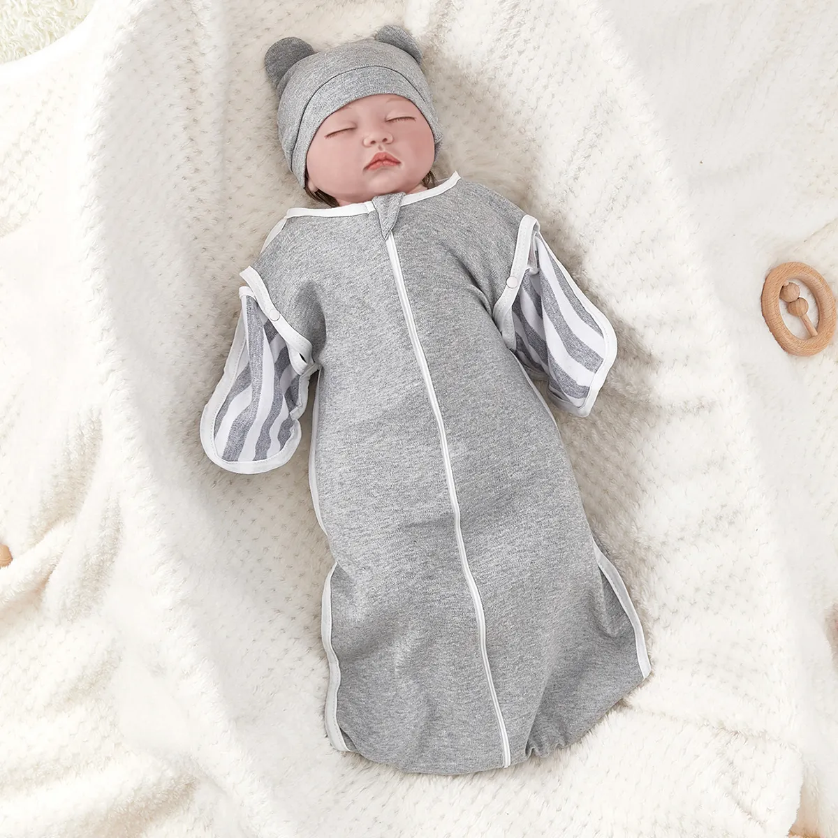 100% Cotton Medium Thickness Unisex Anti-Kick Design with Buttons Solid Color Baby Sleeping Bag for Child Bedding