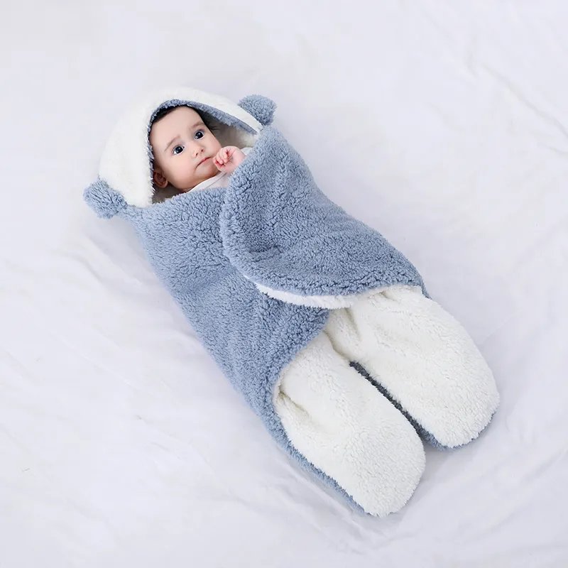 Thickened Newborn Baby Swaddle Sleeping Bag Bluish Grey
