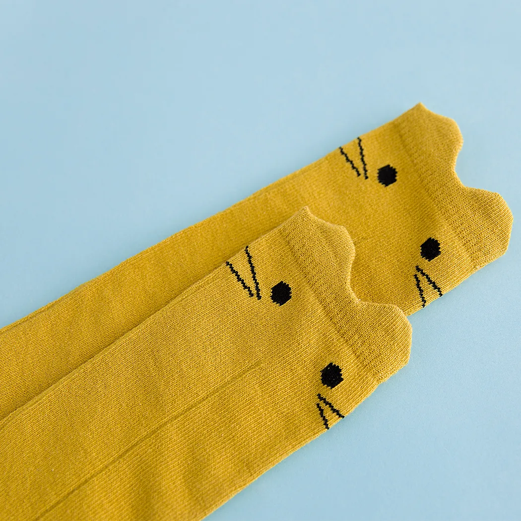 Meias adoráveis com o desenho do gato para bebé menina Amarelo image 2
