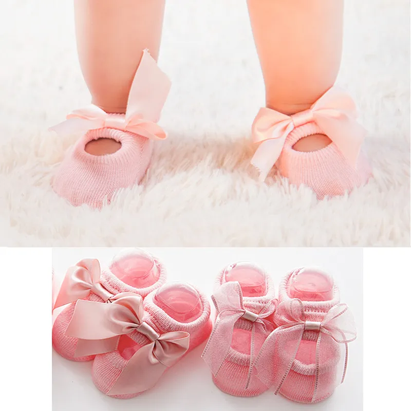 2-Pair Baby / Toddler Girl Bowknot Solid Socks Set big image 3