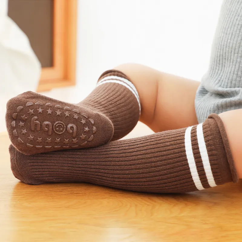 Baby / Toddler Ribbed Antiskid Floor Socks Brown big image 1