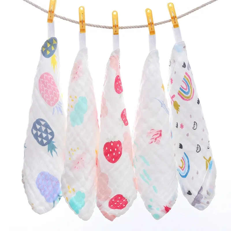5-pcs Cotton Cute Baby Bibs Gauze Newbron Toddler Kids Gauze Burp Cloth Feeding Apron Baby Saliva Towel Scarf Bandana Bibs Baby Stuff big image 4