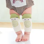 Baby Crawling Dispensing Animal Pattern Non-slip Eyelet Breathable Knee Pads Beige