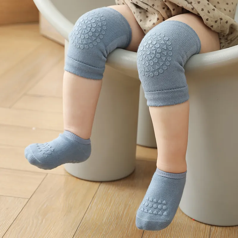Baby basic Pure -colored dot glue anti -sliding knee sock set