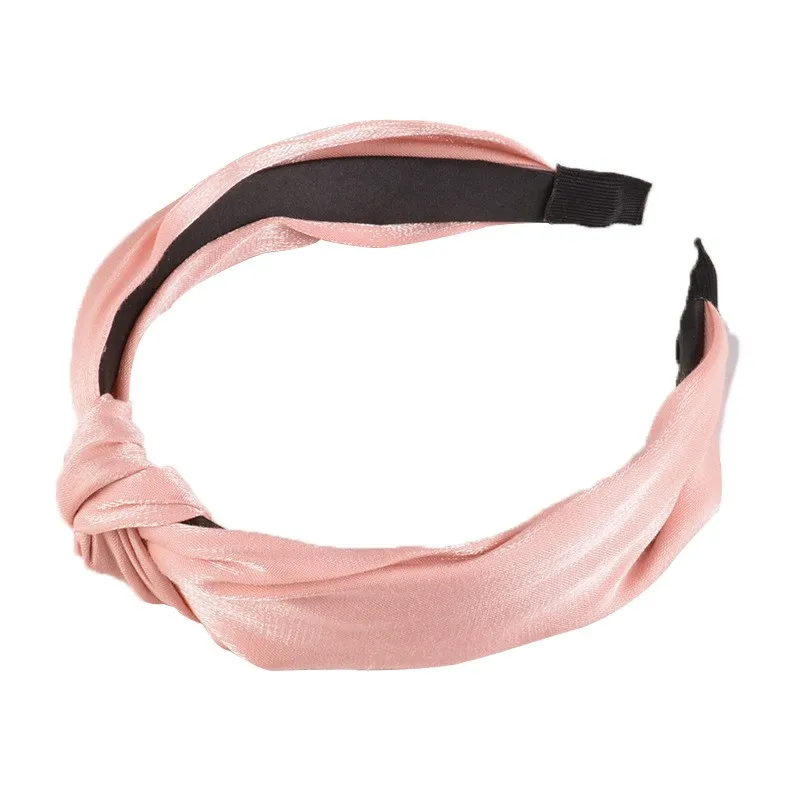Women Cross Knotted Wide Headband Hair Accessories Pink big image 1