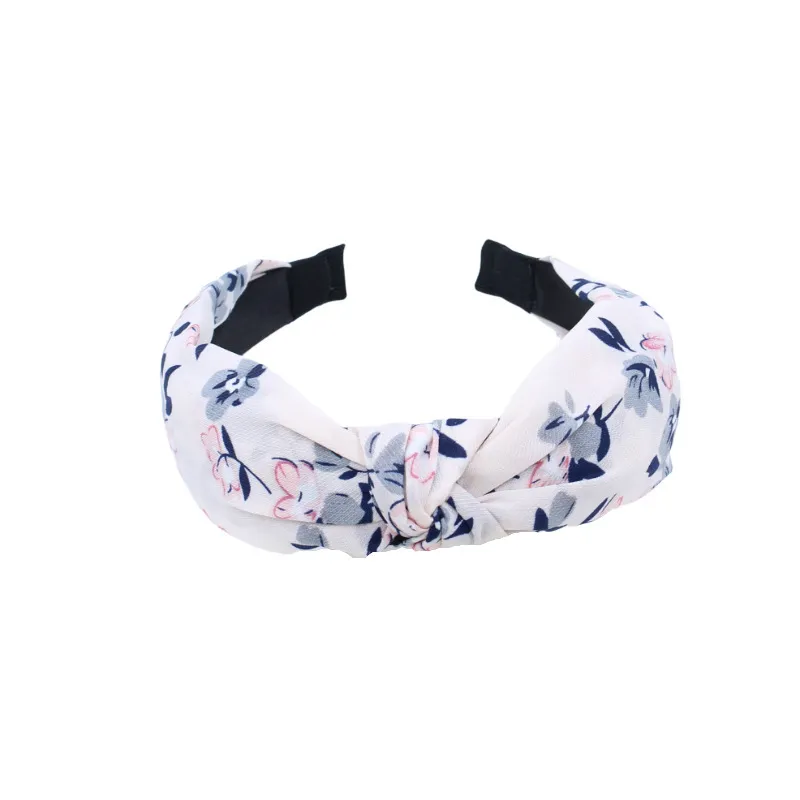 Women Cross Knotted Wide Headband Hair Accessories Navy