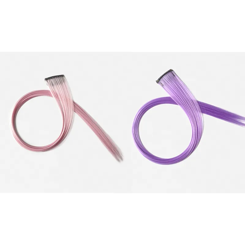 2-pack Women Clip in Long Straight Hairpiece Colored Hair Extensions Wig Pieces Light Purple