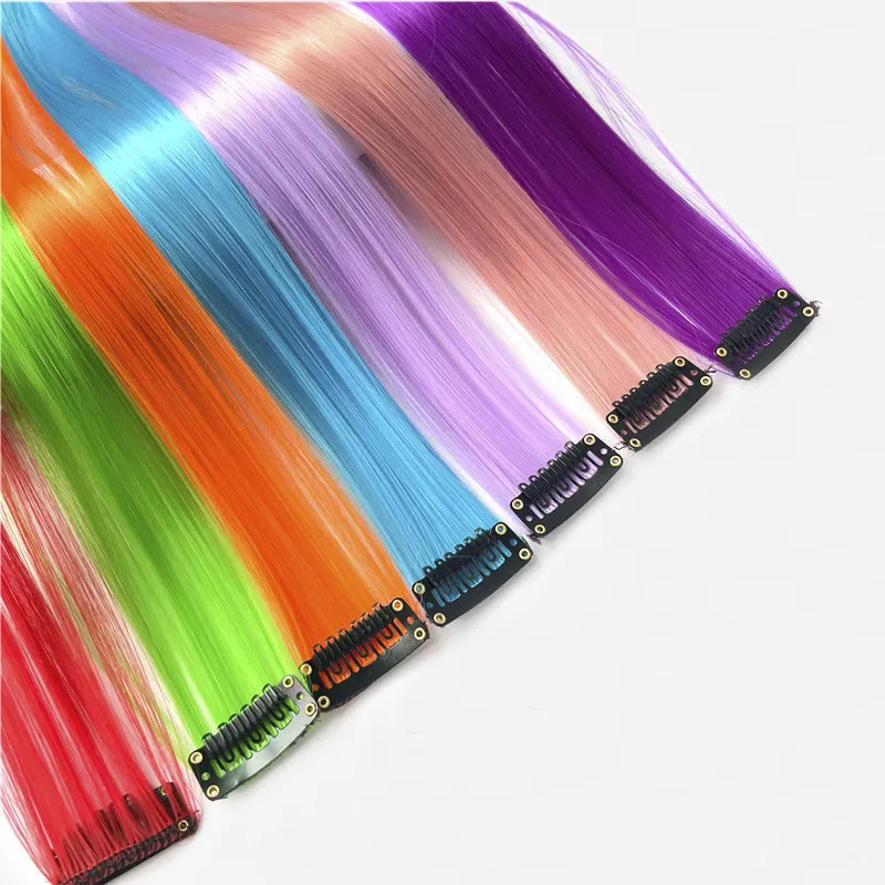 2-pack Women Clip in Long Straight Hairpiece Colored Hair Extensions Wig Pieces big image 2