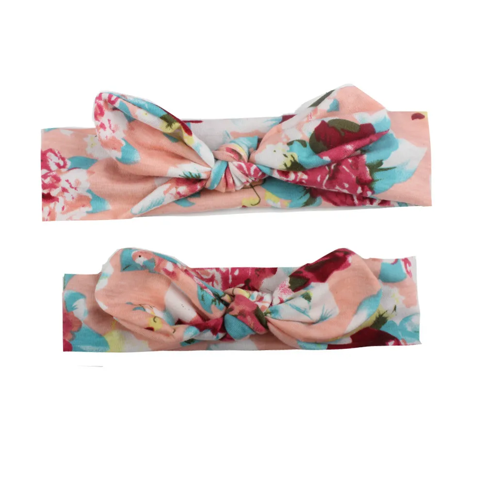 2-pack Allover Floral Print Headband para mamãe e eu Rosa Claro