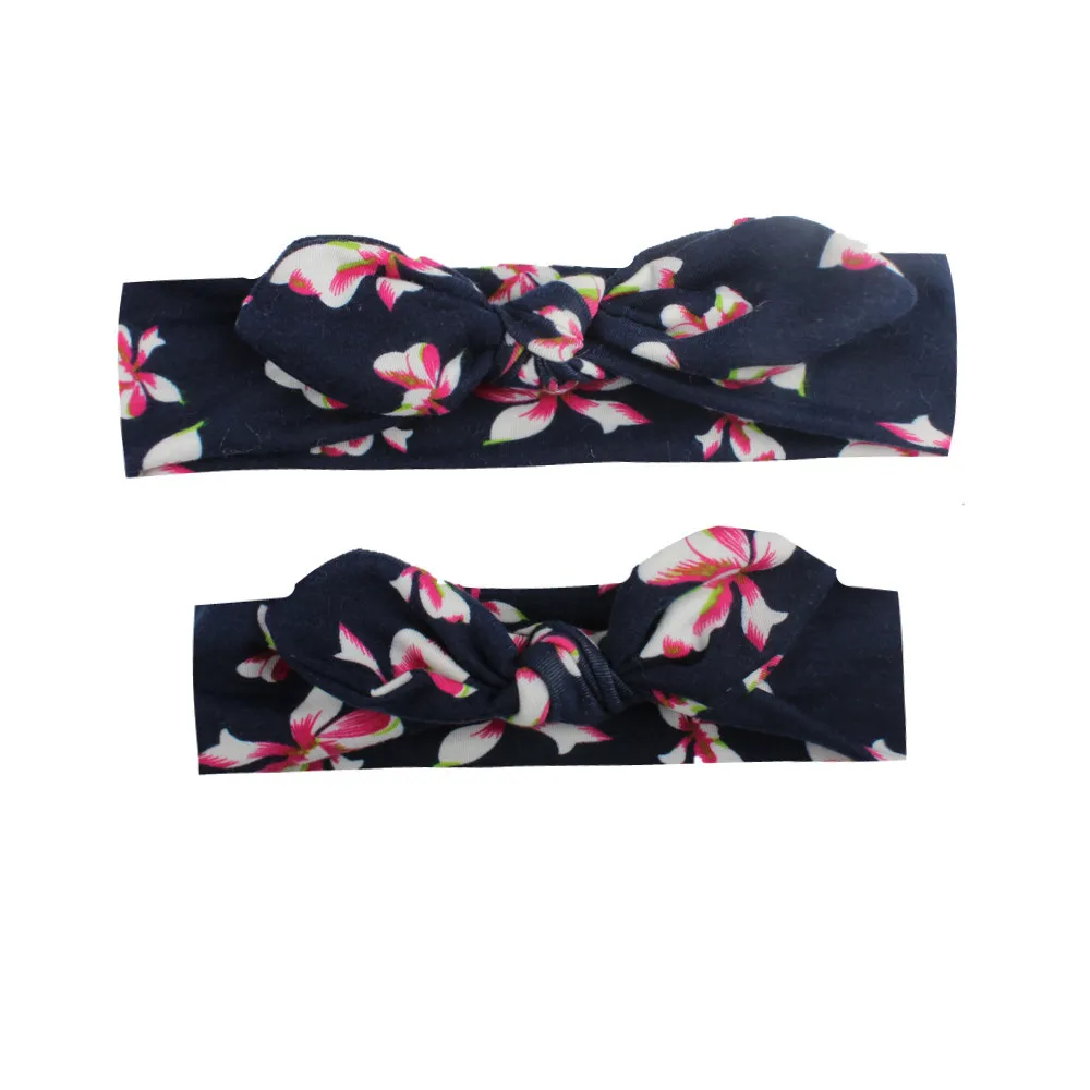 2-pack Allover Floral Print Headband para mamãe e eu Azul Escuro