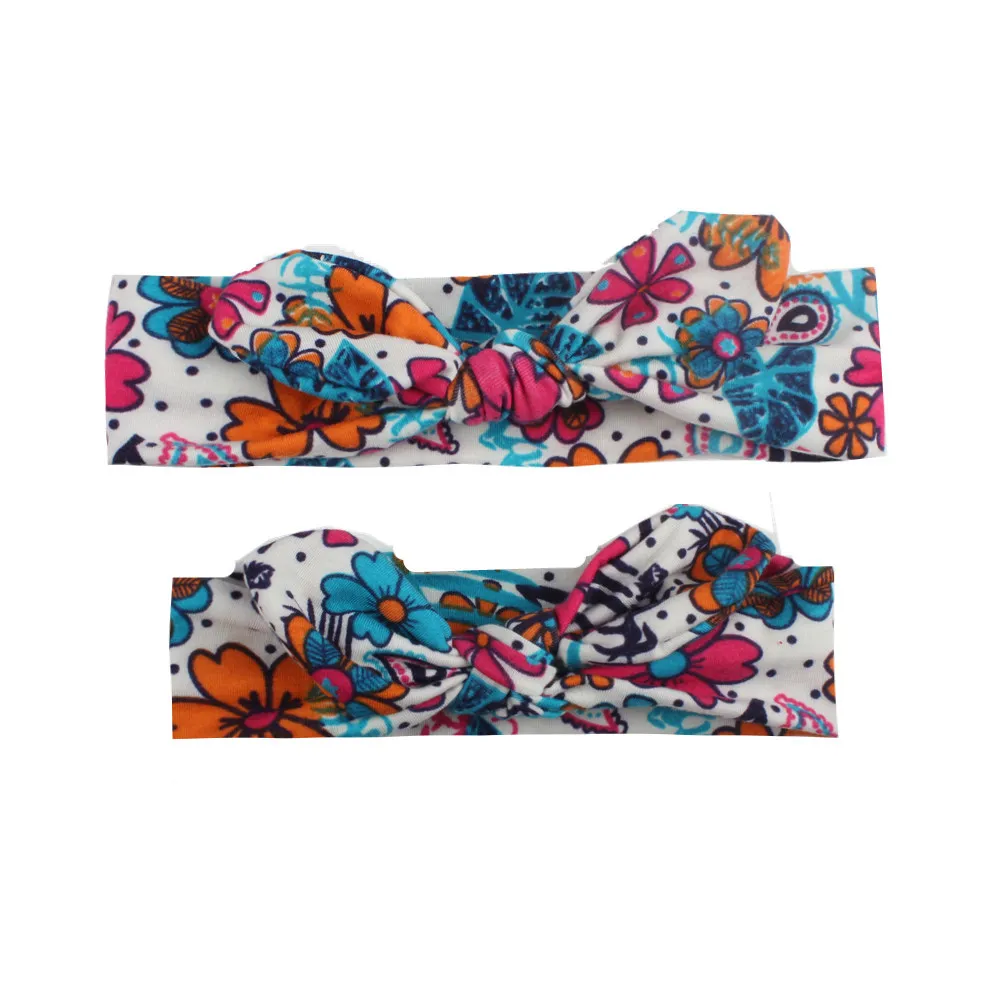 2-pack Allover Floral Print Headband para mamãe e eu Azul
