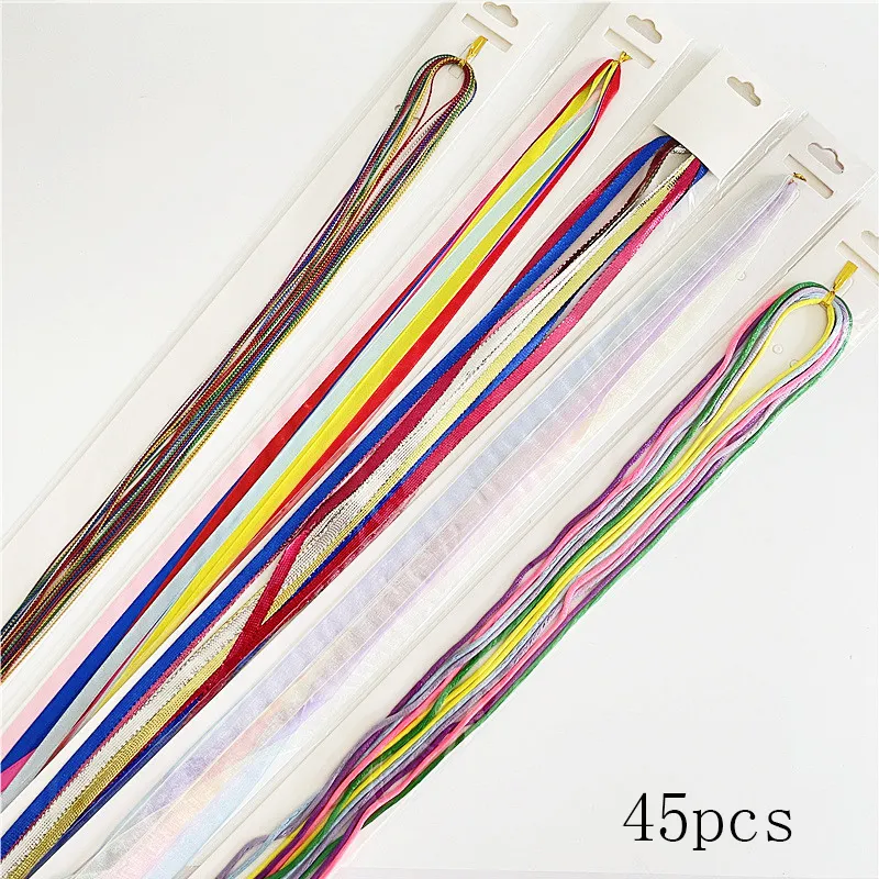 45Pcs Color Block Braided Rope Hair Band For Girls