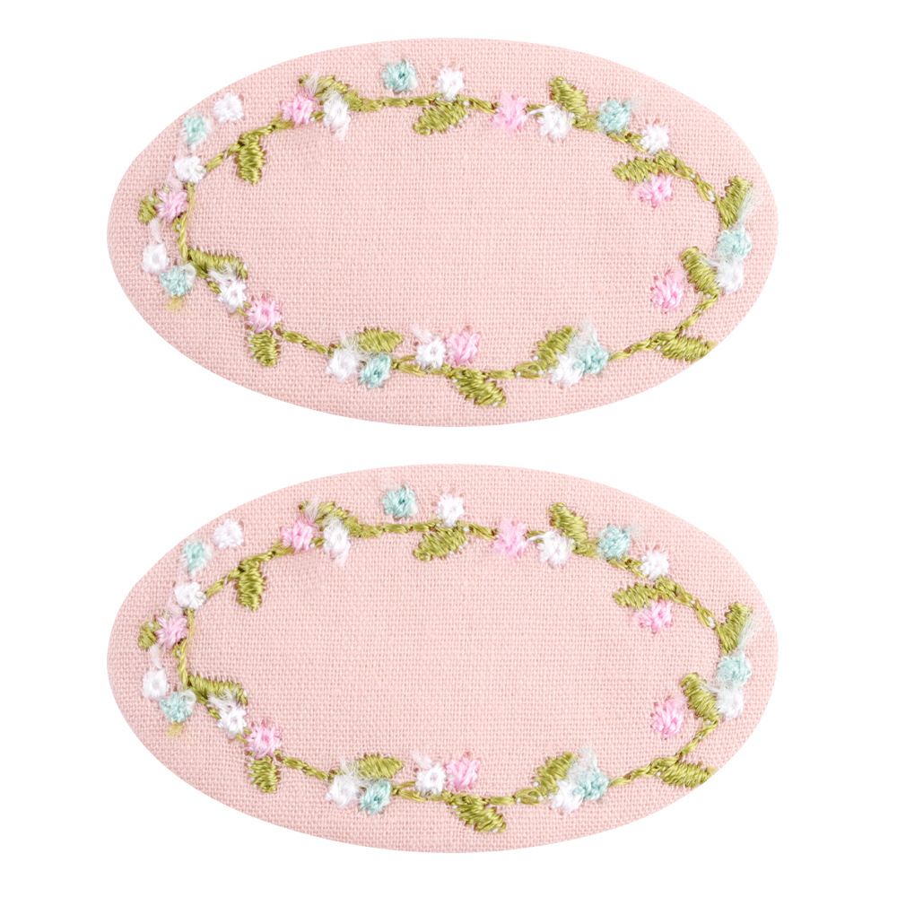 2-pack Handmade Floral Embroidery Hair Clips For Girls
