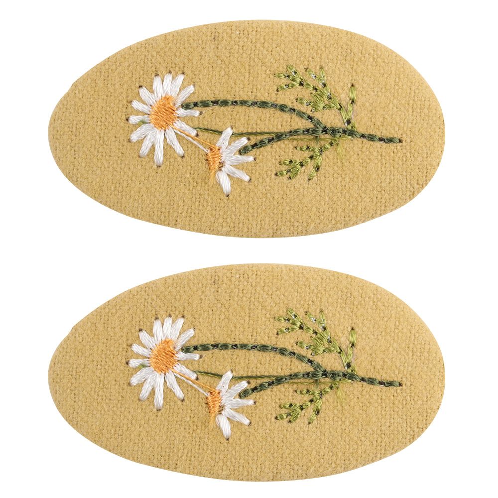 2-pack De Pinces à Cheveux De Broderie Florale Faites à La Main Pour Les Filles