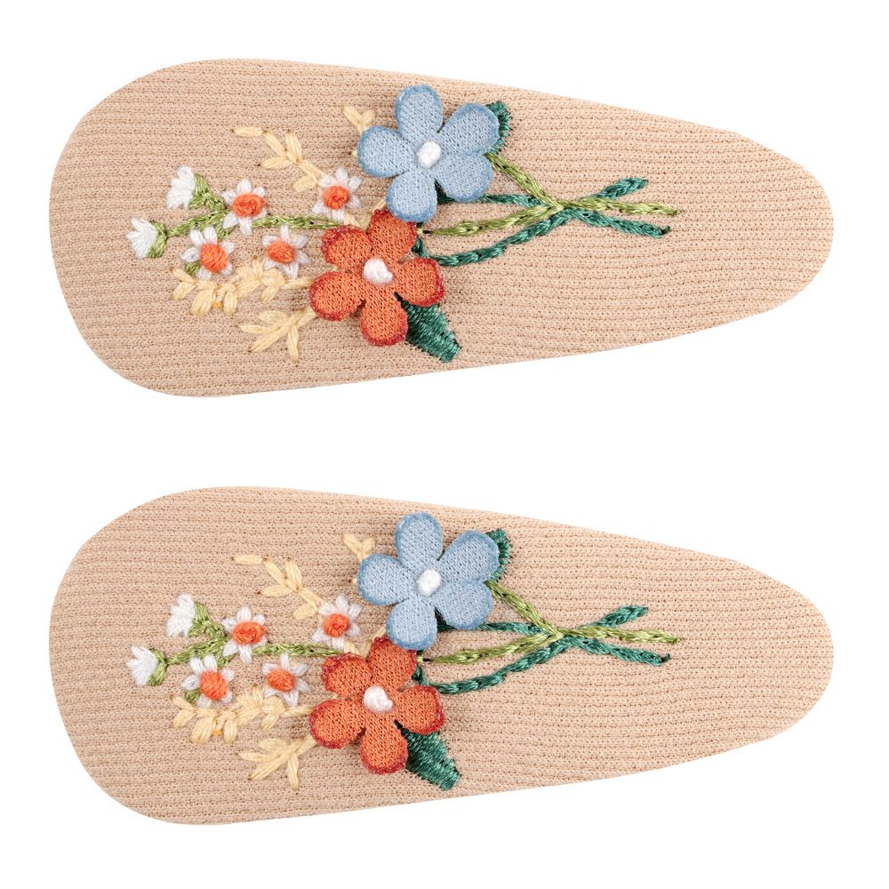 2-pack Handmade Floral Embroidery Hair Clips for Girls