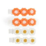 4-pack Handmade Floral Embroidery Hairpins for Girls Orange