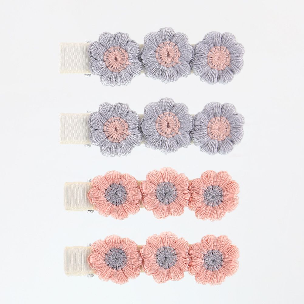 

4-pack Handmade Floral Embroidery Hairpins for Girls