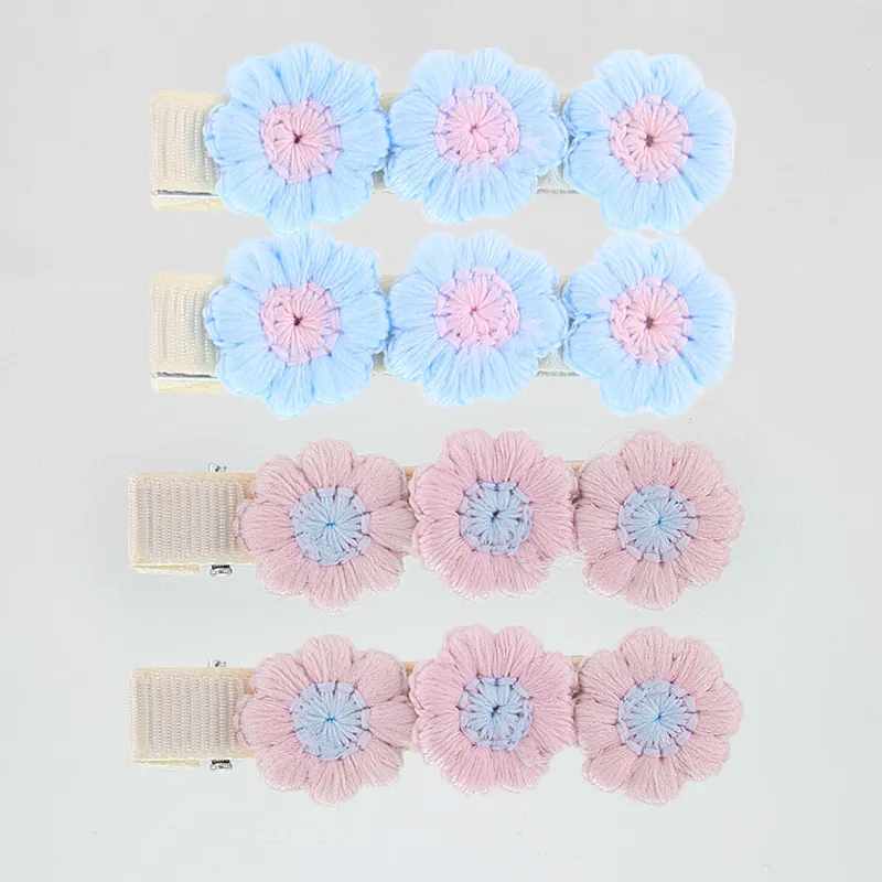 4-pack Handmade Floral Embroidery Hairpins for Girls Color-C