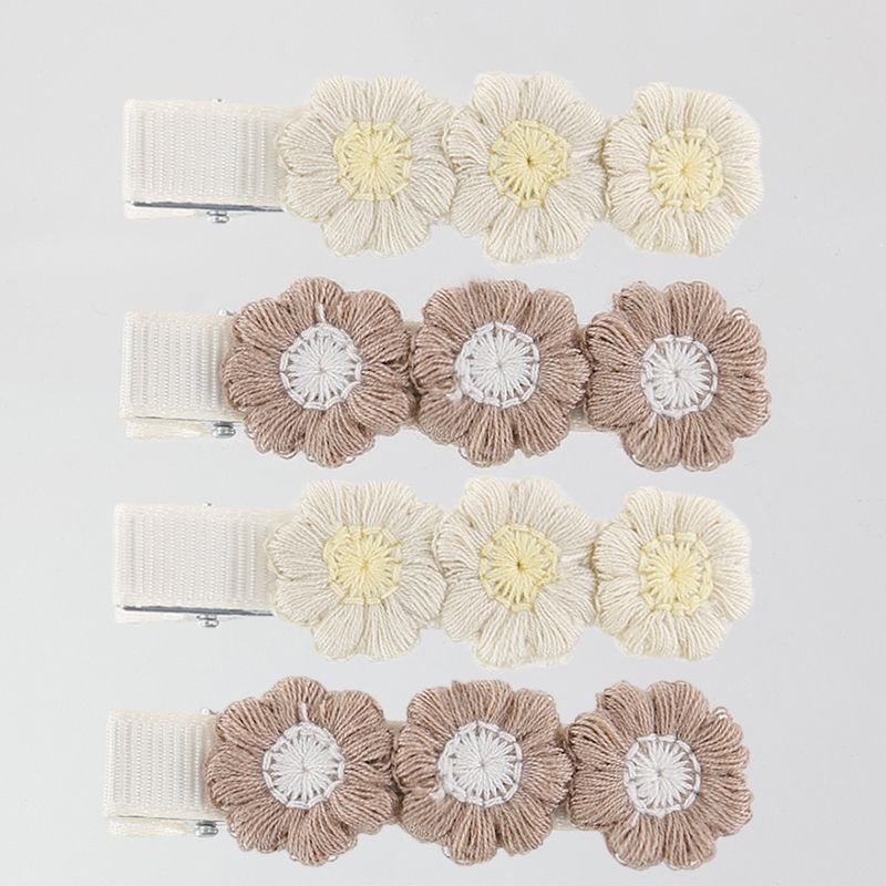 

4-pack Handmade Floral Embroidery Hairpins for Girls