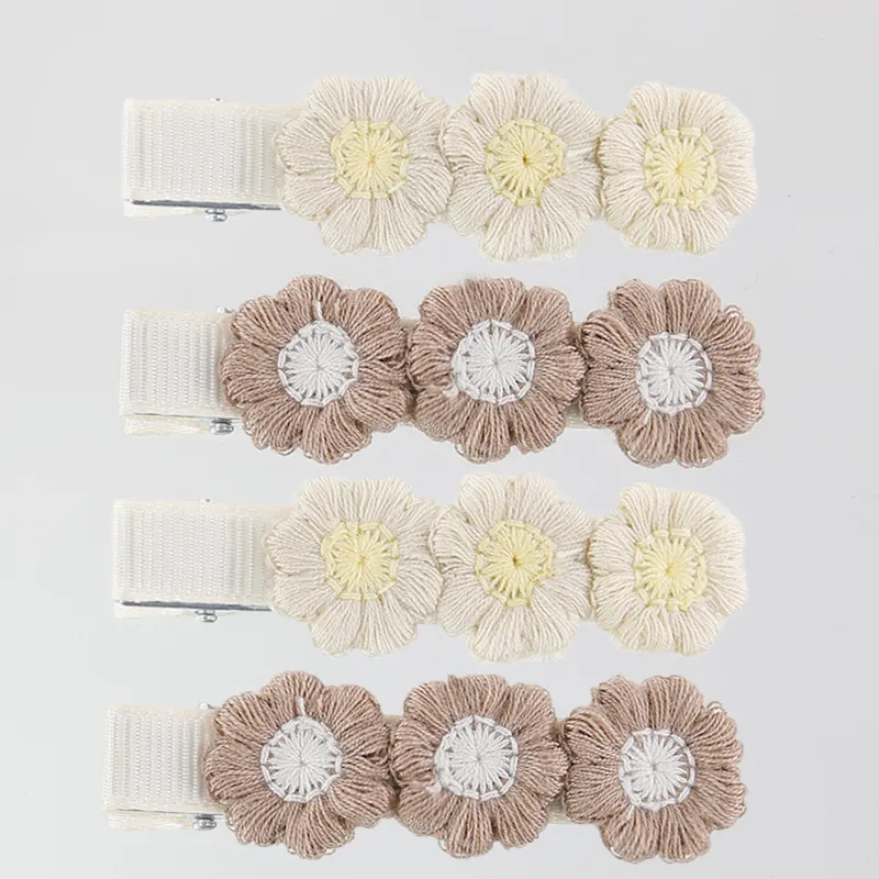 4-pack Handmade Floral Embroidery Hairpins for Girls Color-E
