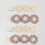 4-pack Handmade Floral Embroidery Hairpins for Girls Color-E