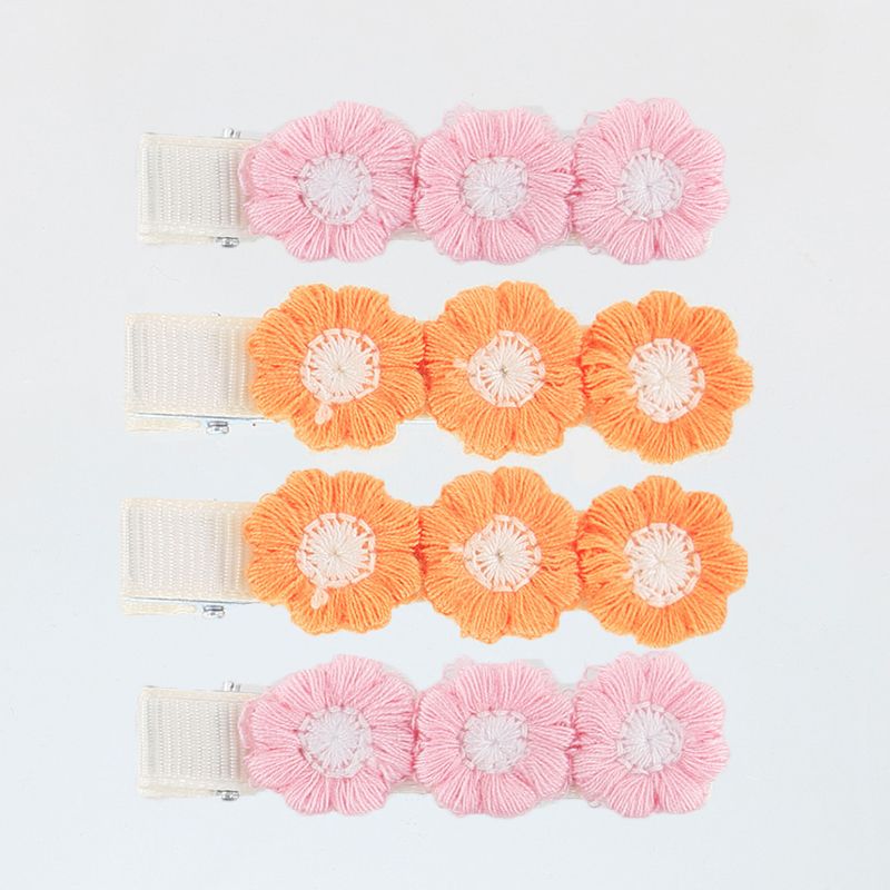 

4-pack Handmade Floral Embroidery Hairpins for Girls