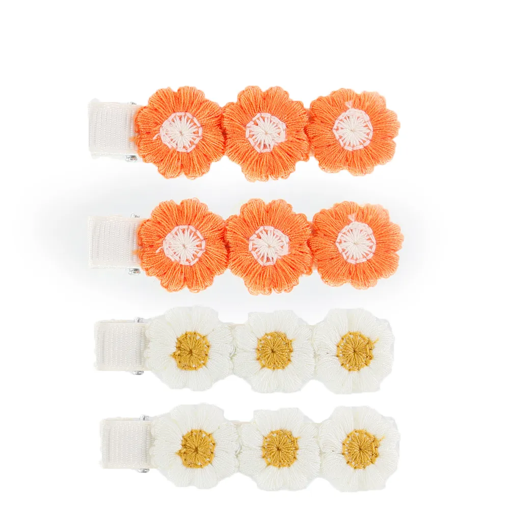 4-pack Handmade Floral Embroidery Hairpins for Girls  image 3