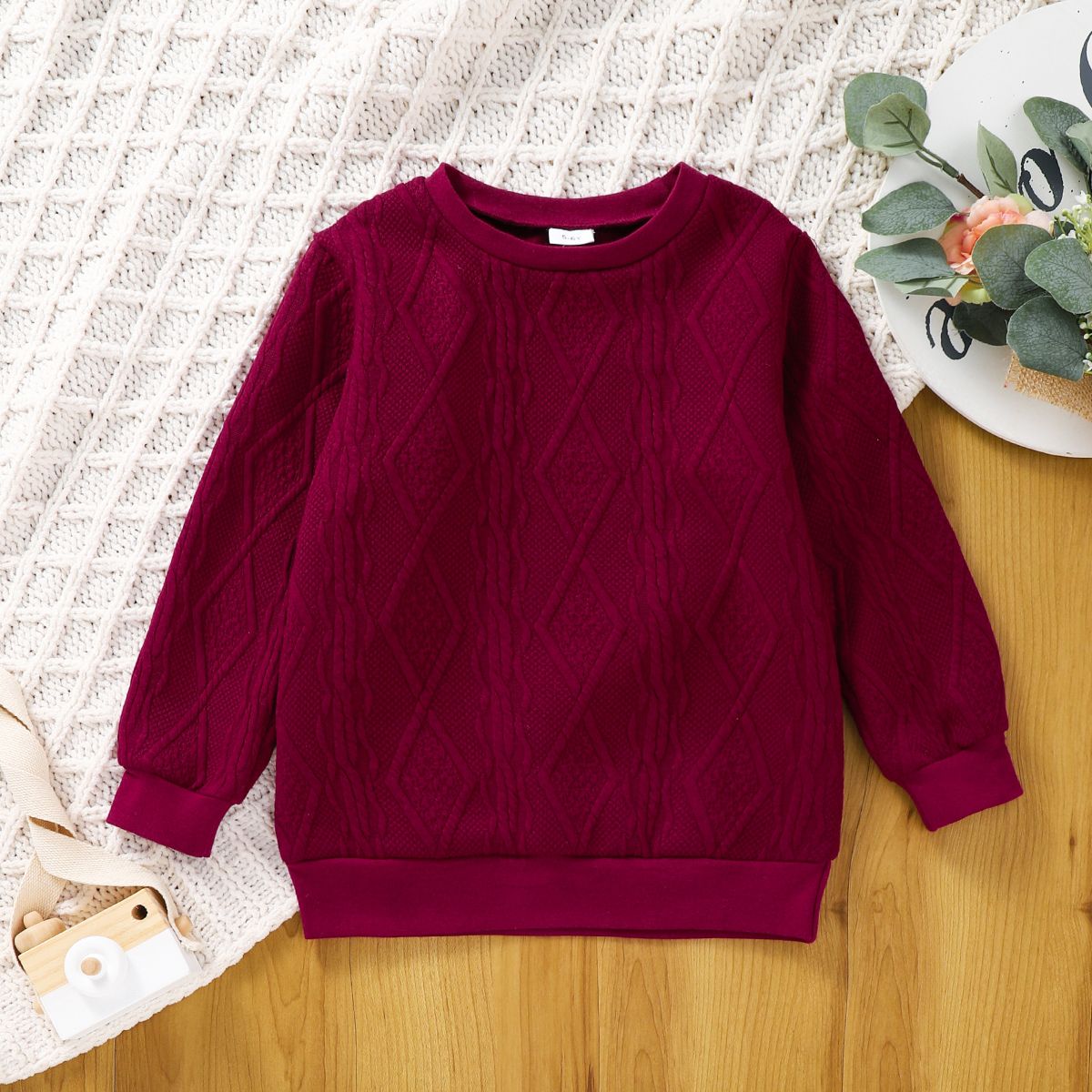 

Toddler Girl Textured Solid Pullover Sweatshirt