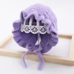 Baby / Toddler Pretty Ruffled Solid Knitted Hat Purple