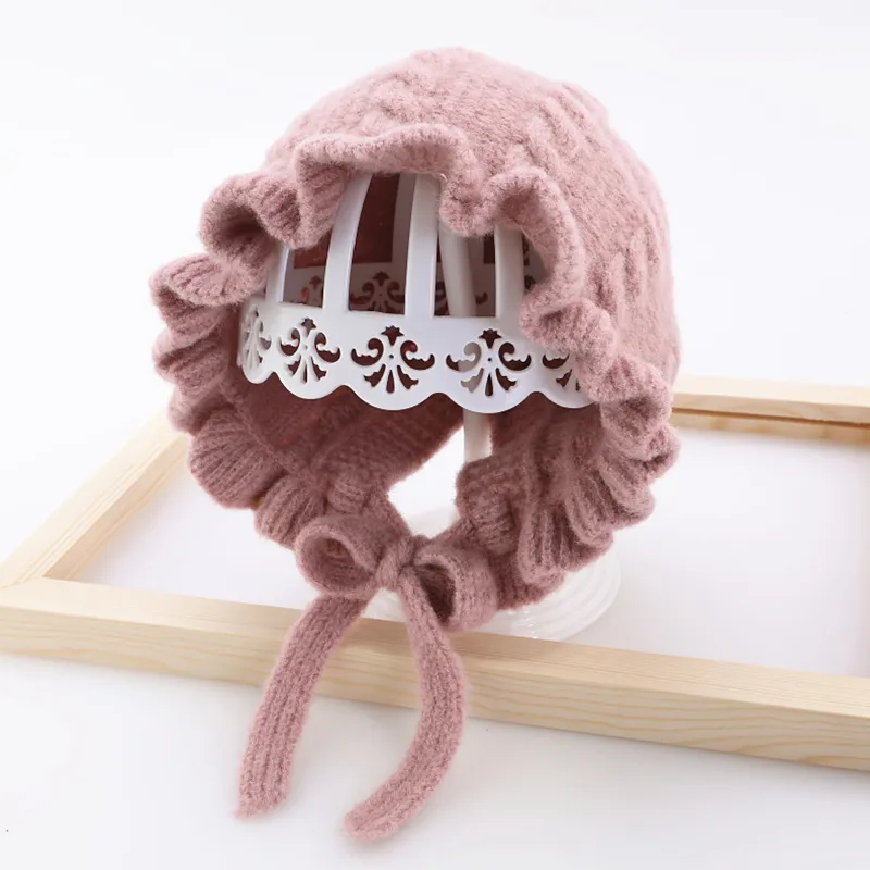 Baby / Toddler Pretty Ruffled Solid Knitted Hat Pink big image 1