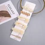 6Pcs/Set Metal Pearl Hairclips Decoration Women Hairpins Hair Barrettes Floral Girls Headwear Clamps Styling Accessories (Without Paperboard) Gold