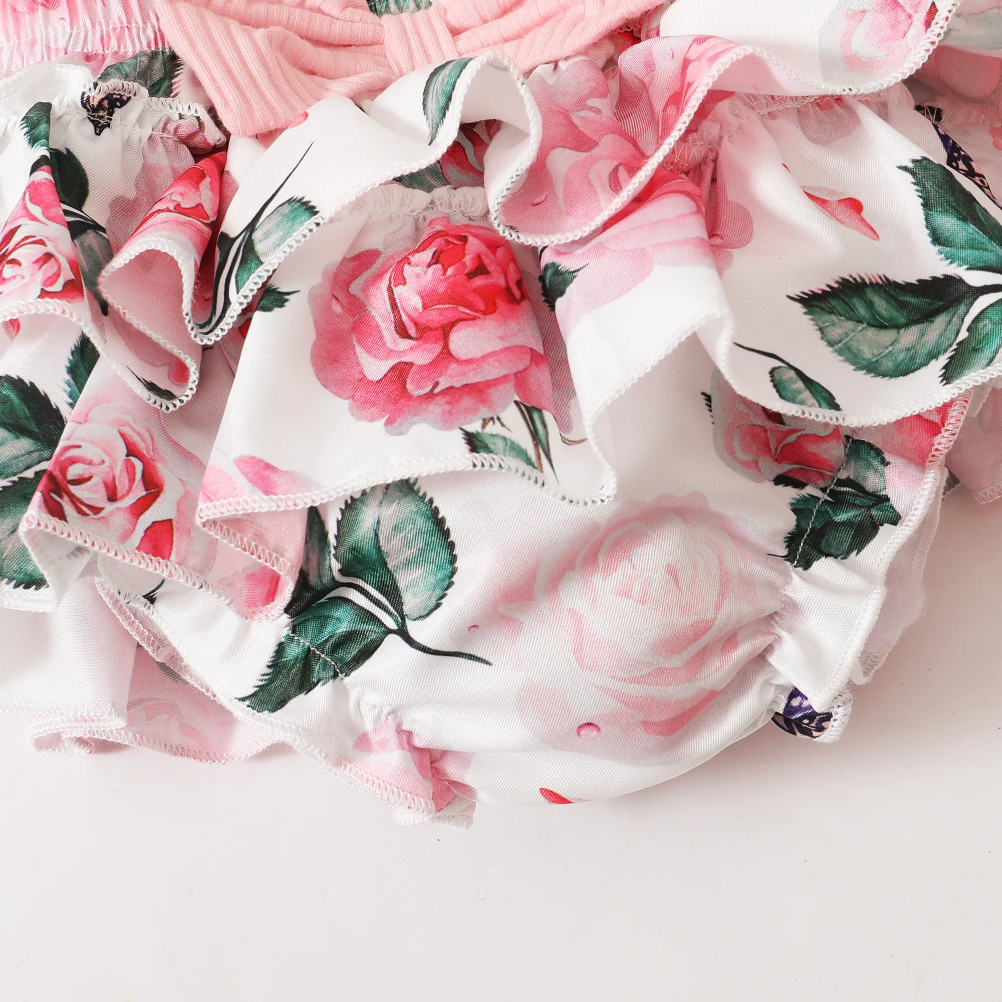 3 unidades Bebé Menina Extremidades franzidas Bonito Manga curta Conjunto para bebé Rosa image 6