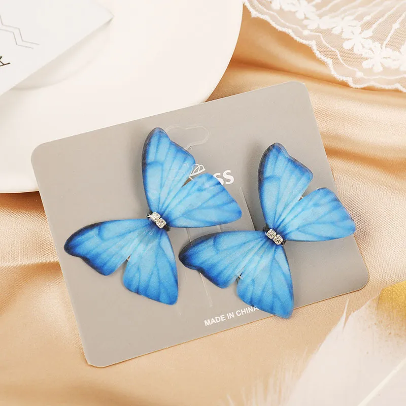 Butterfly Crystal Diamond Decor Hair Clip pour filles Bleu big image 1