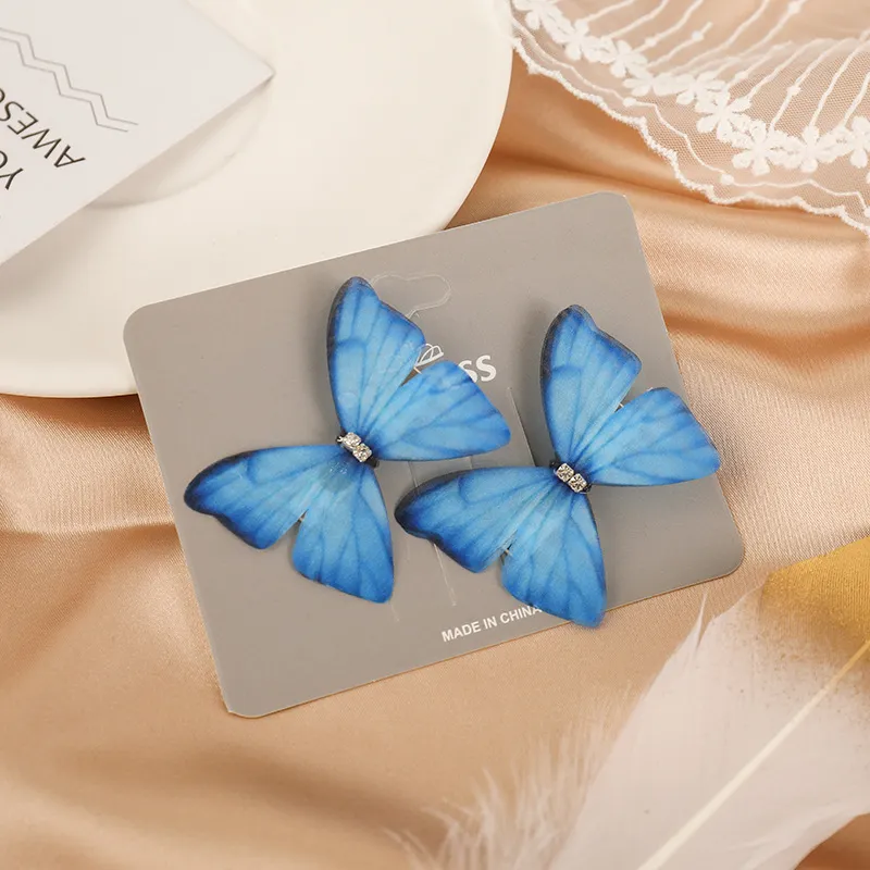 Butterfly Crystal Diamond Decor Hair Clip for Girls Blue big image 1