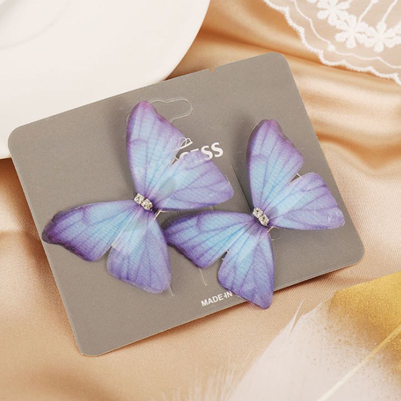 Butterfly Crystal Diamond Decor Hair Clip For Girls