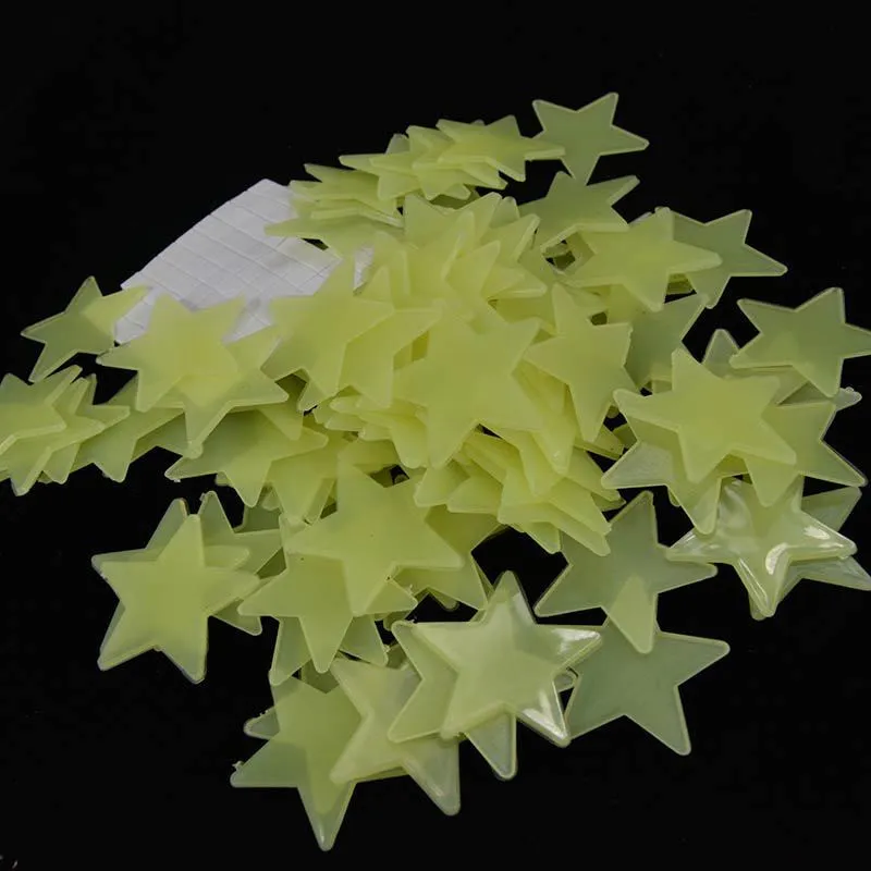 100pcs/200pcs Star Fluorescent Glow In the dark Wall Stickers for Kids Room living room Decal  big image 1