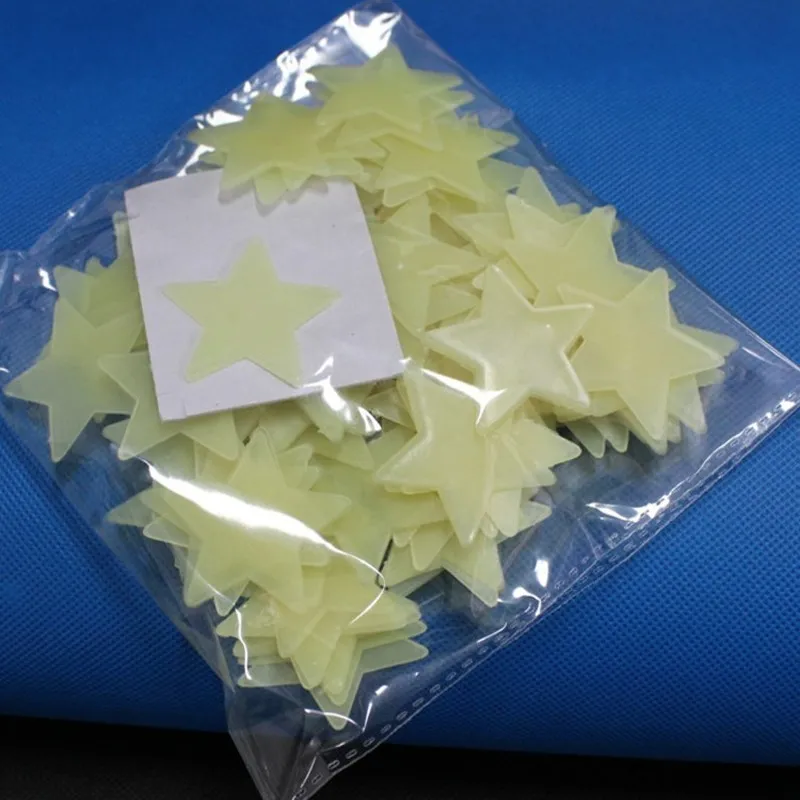100pcs/200pcs Star Fluorescent Glow In the dark Wall Stickers for Kids Room living room Decal big image 2