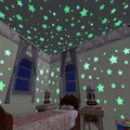 100 pcs/200 pcs estrela fluorescente brilho no escuro adesivos de parede para crianças quarto decalque sala de estar  image 4