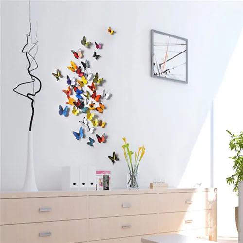 19-piece 3D Pretty Butterfly Wall Stickers Beautiful Butterfly for Kids Room Wall Decals Home Decoration On the Wall big image 2