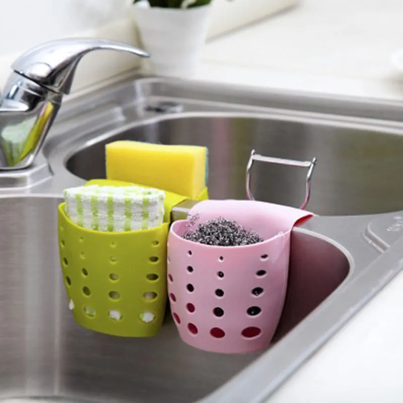 neueste spüle regal küchenorganisator halter hängend doppelseitig tragbares küchenzubehör waschen rosa big image 1