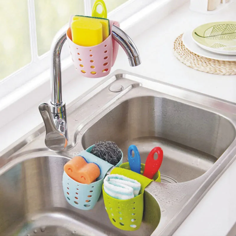 Newest Sink Shelf Kitchen Organizer Holder Hanging Double-Sides Portable Kitchen Accessories Wash Green big image 1