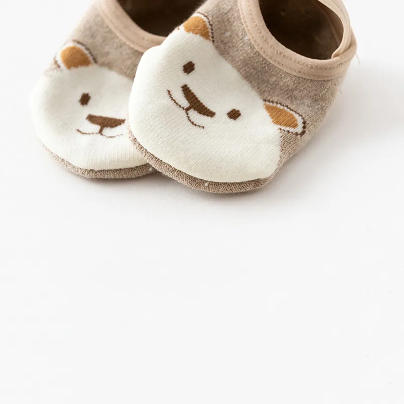 meias de chão de animal de desenho animado para bebê/criança Café big image 1