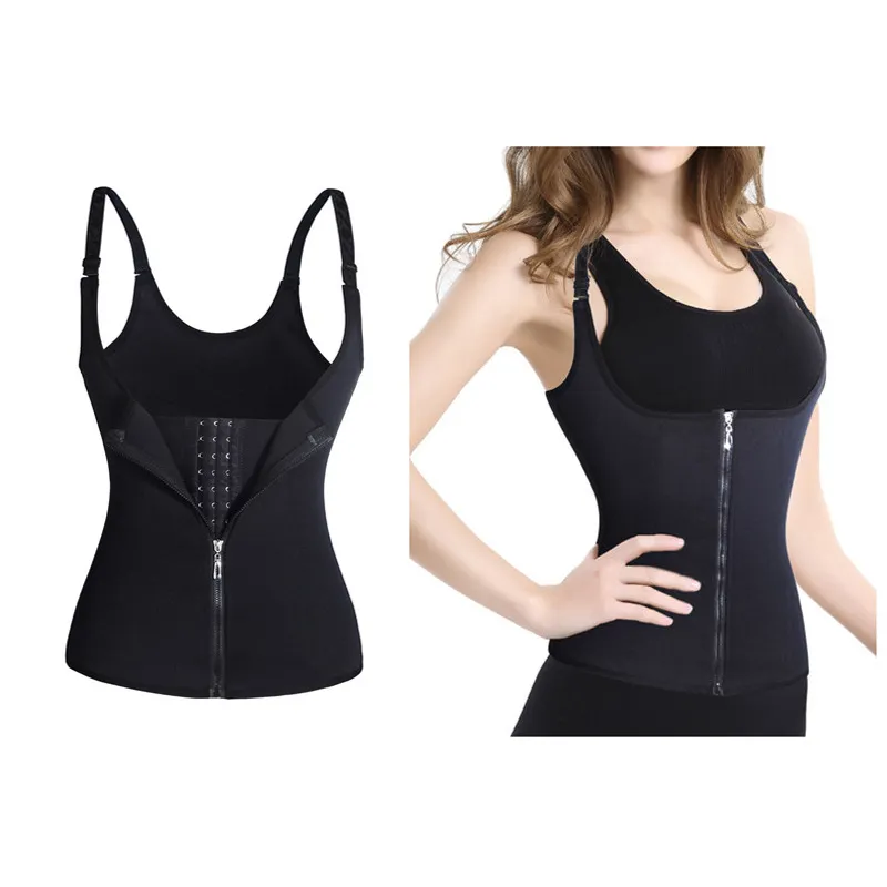 Zip-style Women's Body-contracting Court Corset, Neoprene 3-layer Appliqué Wicking Vest and Shapewear Black big image 1