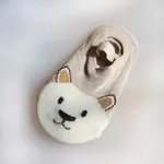 calcetines de piso de animales de dibujos animados para bebés / niños pequeños Café