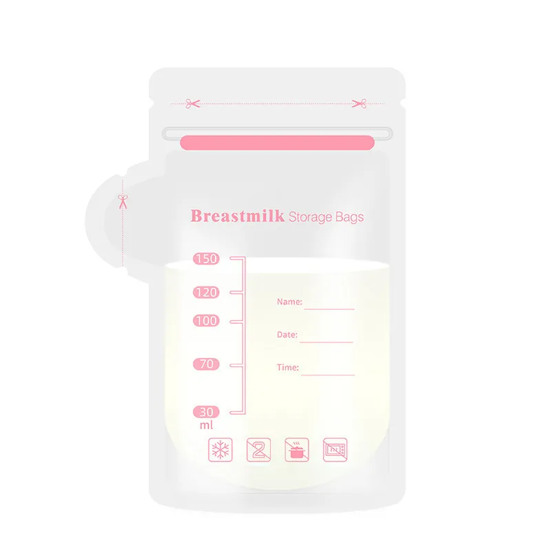 Paquete de 30 bolsas de almacenamiento de leche materna de 100 ml / 150 ml / 250 ml bolsa de conservación de la leche materna bolsa autoportante sellada higiénicamente bloque de color big image 1