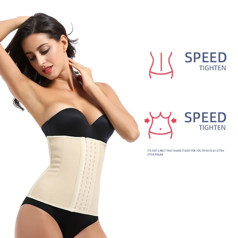 modelador de cintura de látex ossos de aço espartilho aparador de cintura modelador de corpo ampulheta para mulheres Cor de Damasco big image 1
