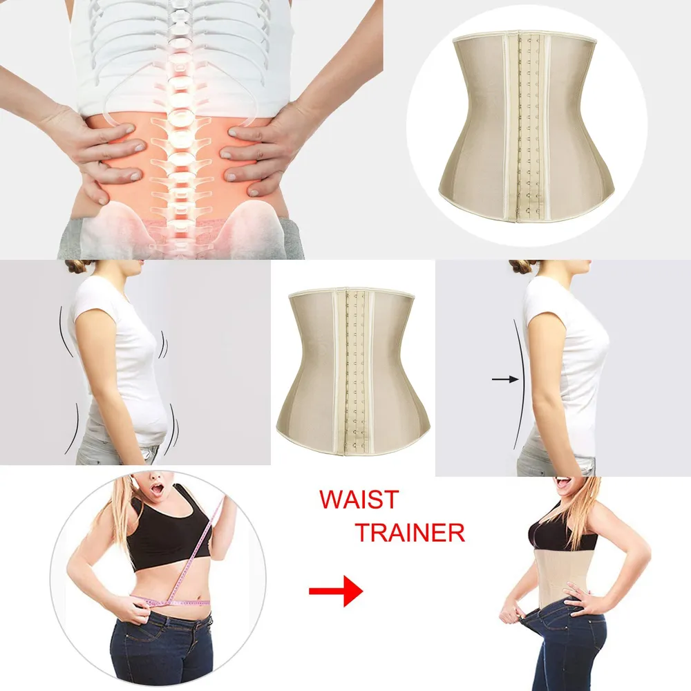 Latex Waist Trainer Steel Bones Corsetto Waist Cincher Girdle Trimmer Allenamento Clessidra Body Shaper per le donne big image 3