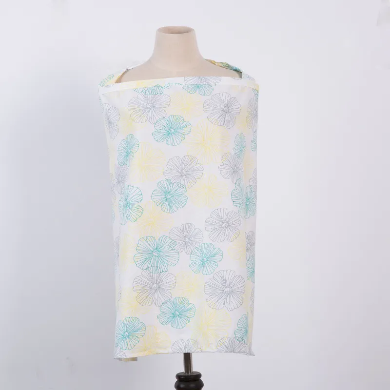 100% Cotton Floral Print Baby Nursing Cover Mother Nursing Poncho 360° Coverage Privacy for Breastfeeding Baby Car Seat Cover Shopping Cart Cover Stroller Cover Color-A image 2